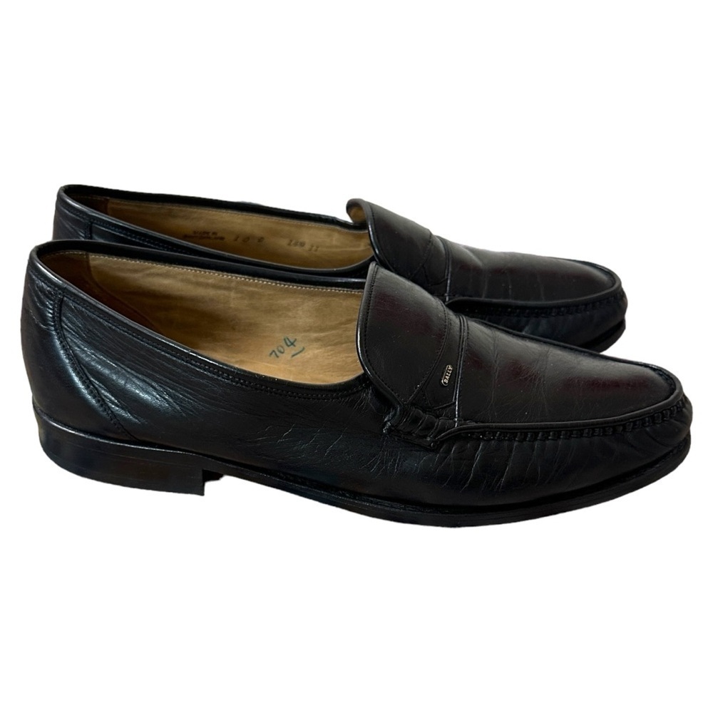 Vintage Bally Switzerland Parawet Leather Loafers in Black Mens Size 10D